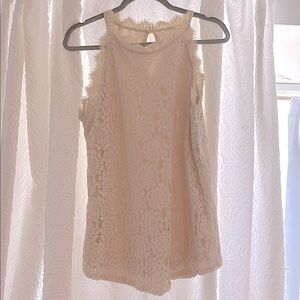 Elegant Cream Lace Sleeveless Top